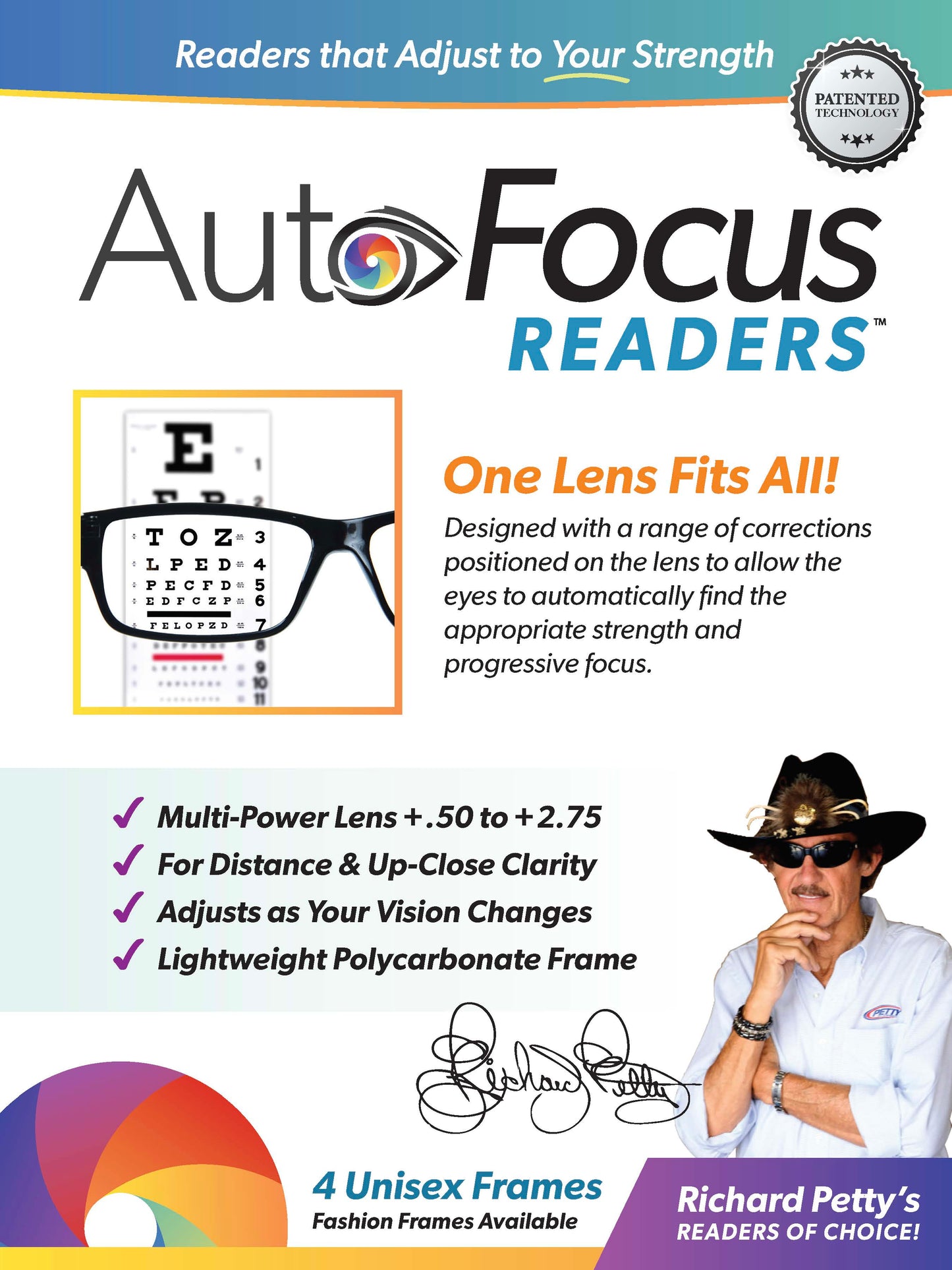 Auto Focus Readers ~ Aviator /  Gunmetal